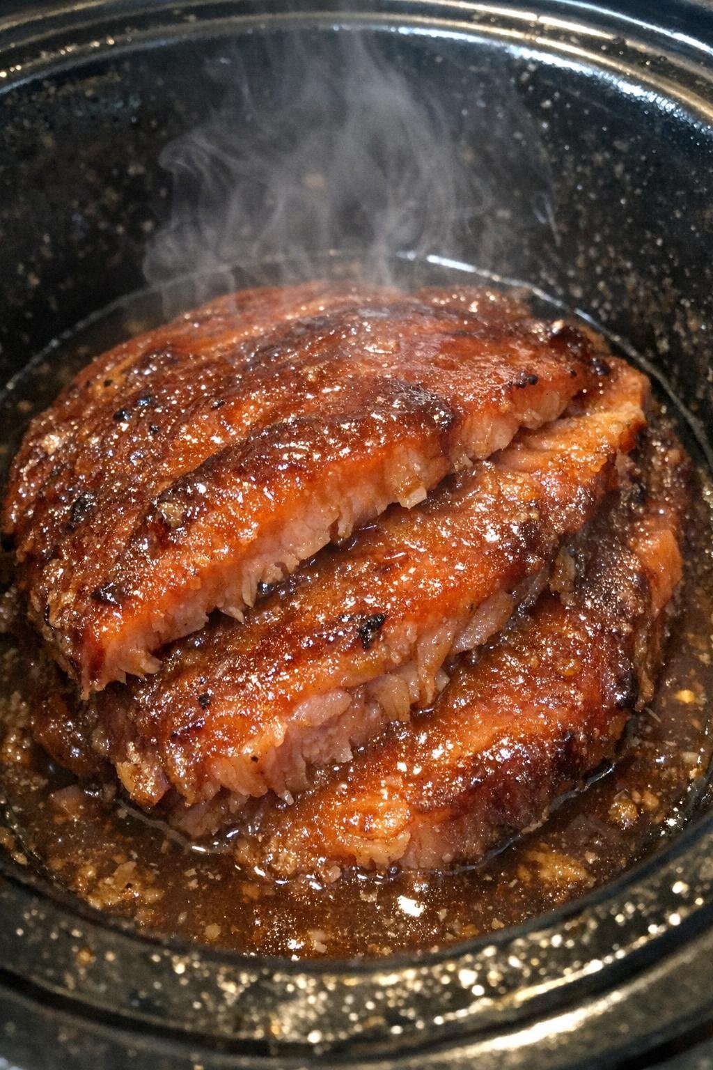 Slow cooker glazed ham dinner