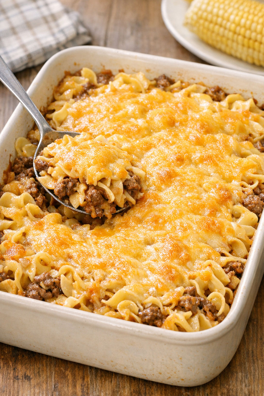 Milder cheesy version of the beef casserole