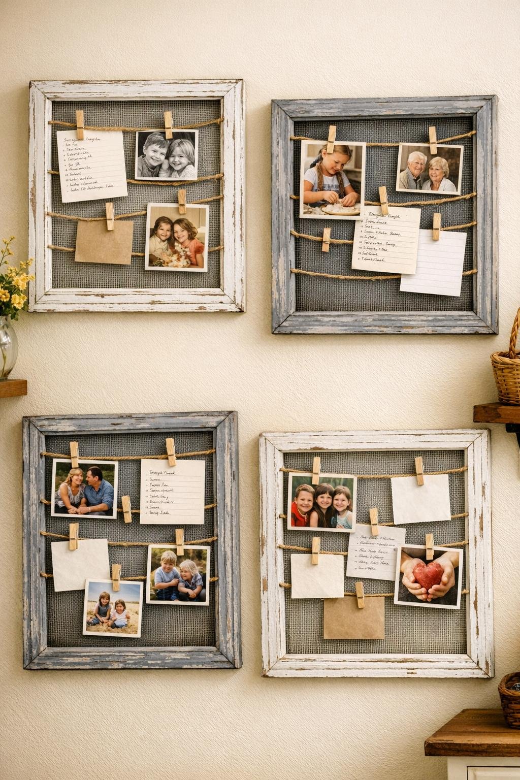 Finished vintage memo boards made from old window screens