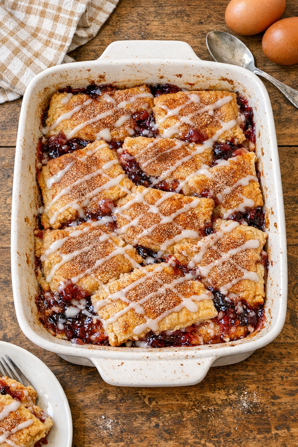 Baked toaster pastry dessert in casserole dish