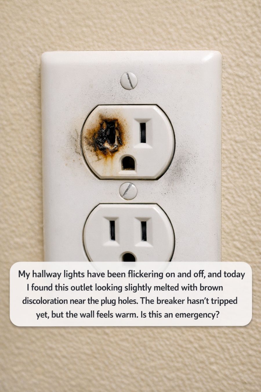 Plug Discolor My hallway lights have been flickering on and off, and today I found ...