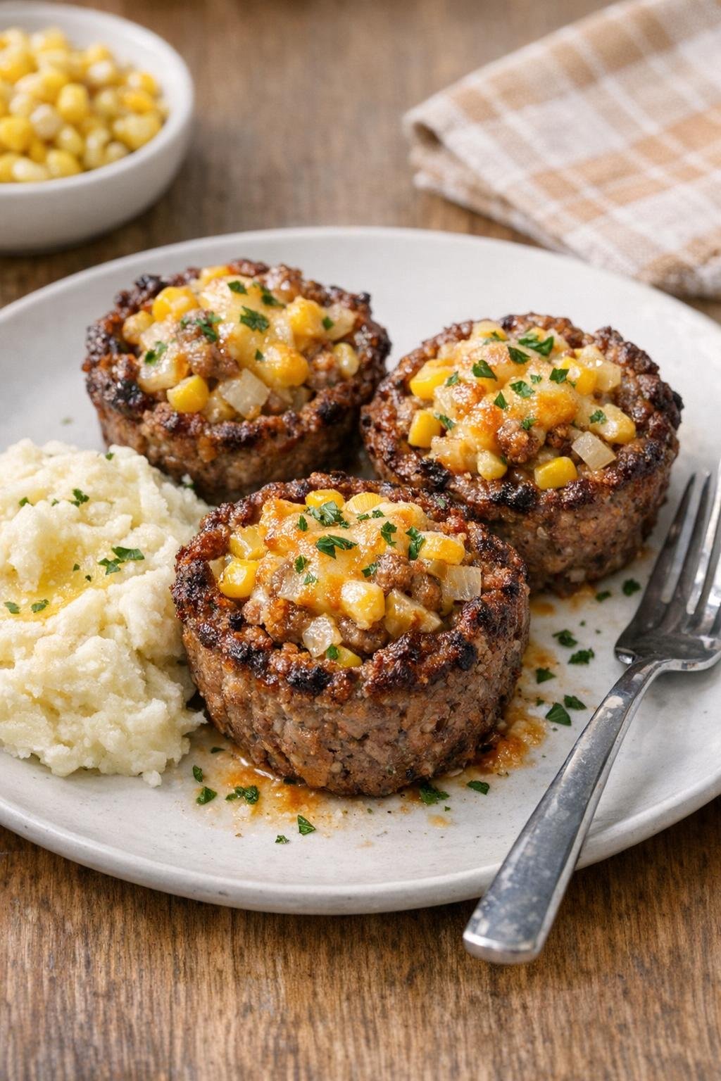 Finished beef cups plated for serving