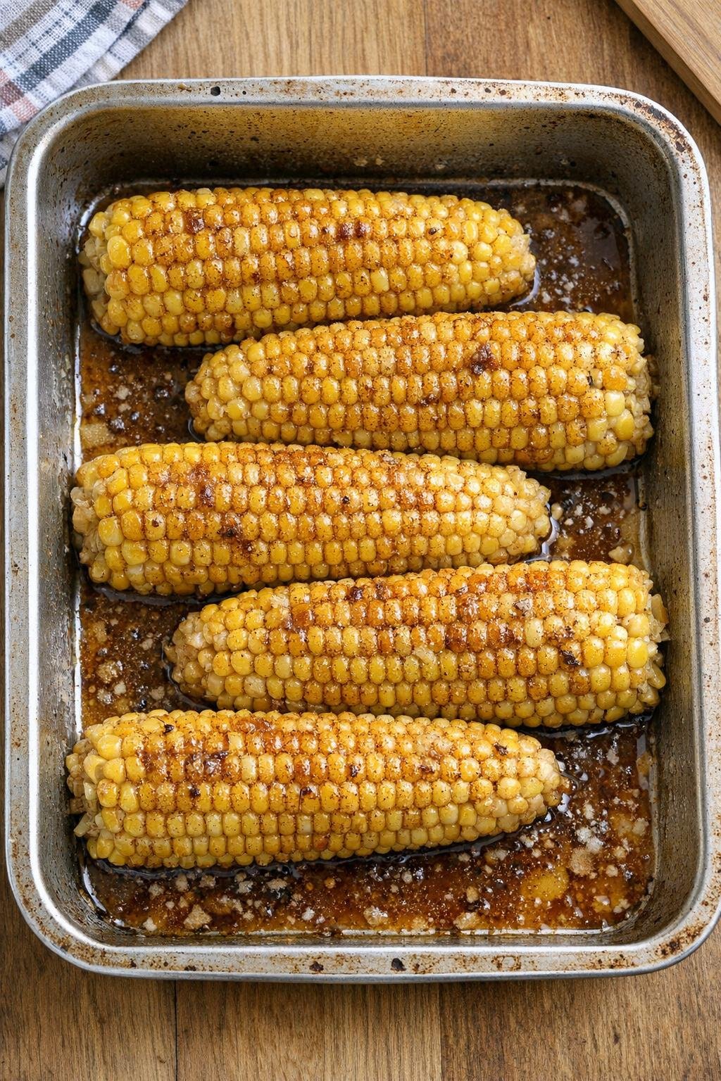 Baked sweet corn dessert in roasting pan