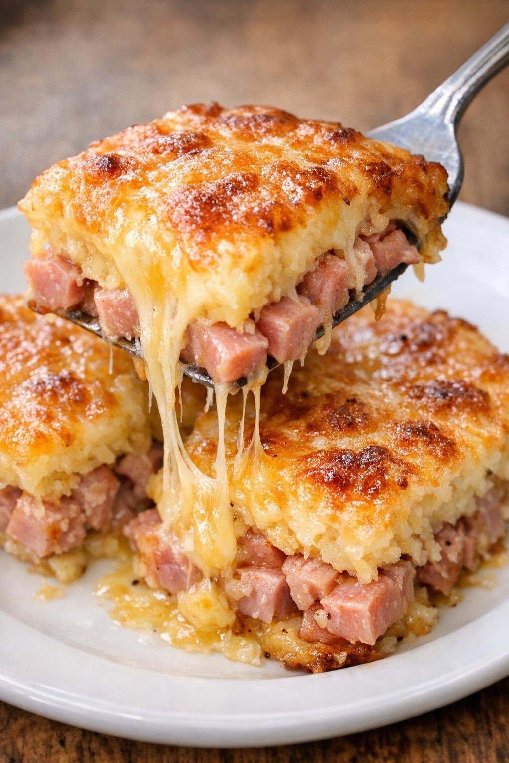 Low carb ham Wyndham bakes on a white plate