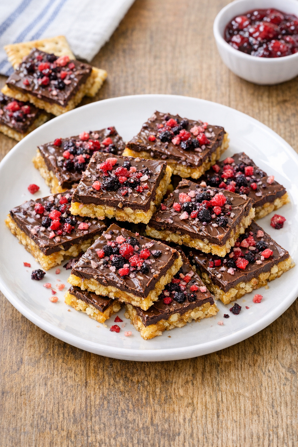 Finished saltine cracker dessert on a plate