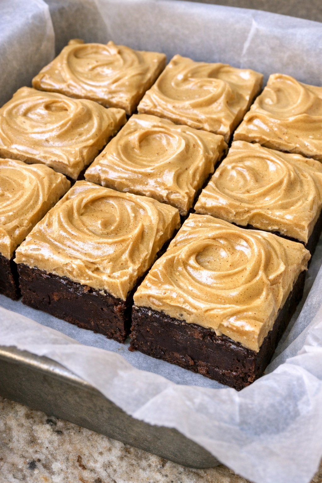Slow cooker dalgona coffee fudge squares with whipped coffee topping