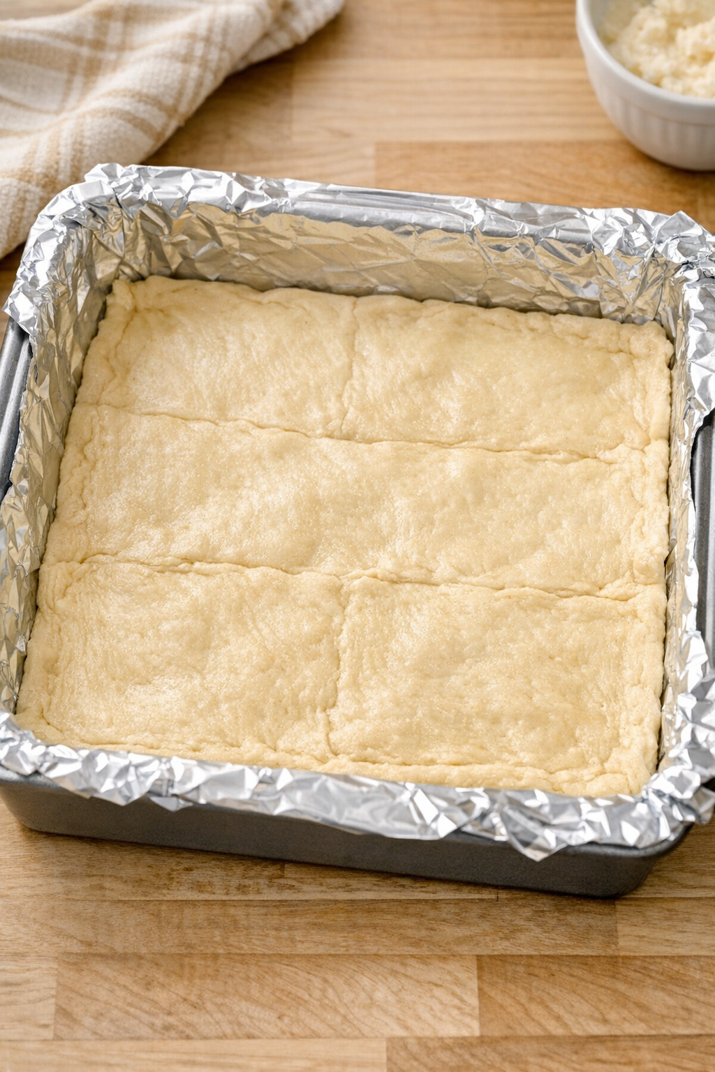 Crescent dough pressed into pan