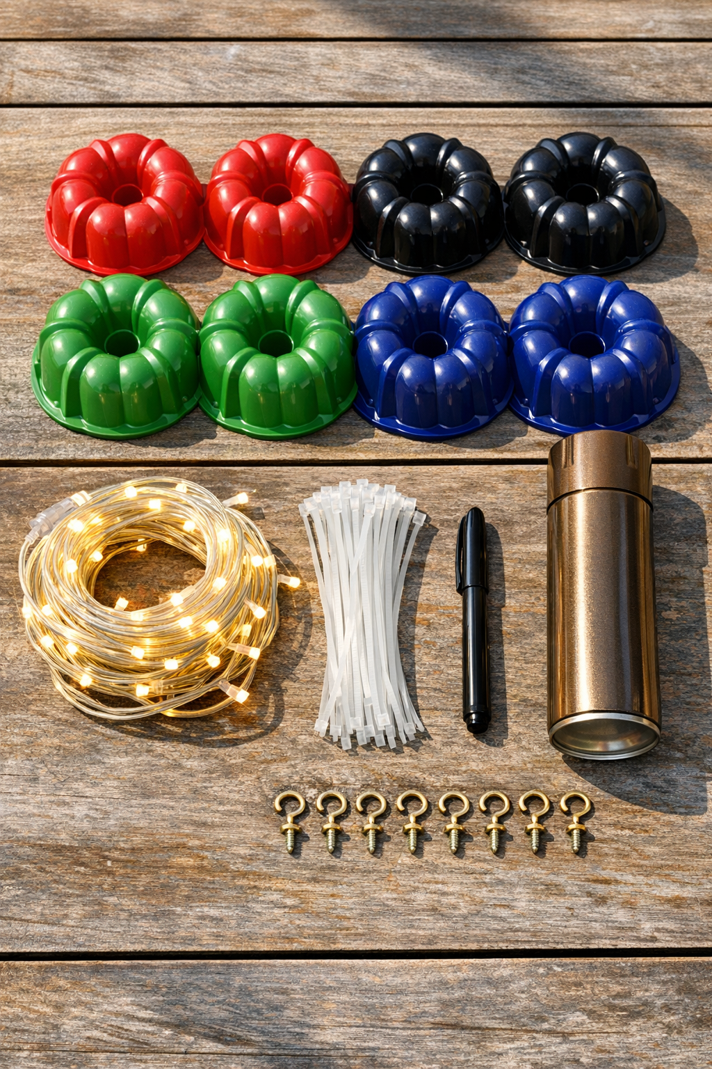 All materials laid out for the patio lantern project