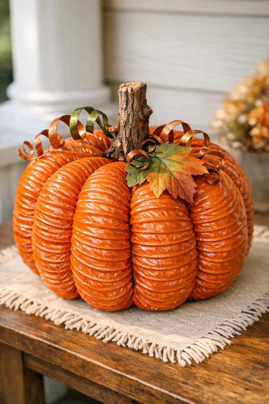 Finished coiled dryer vent hose pumpkin