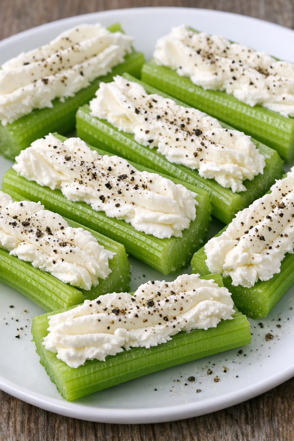Low carb cream cheese celery bites ready to serve