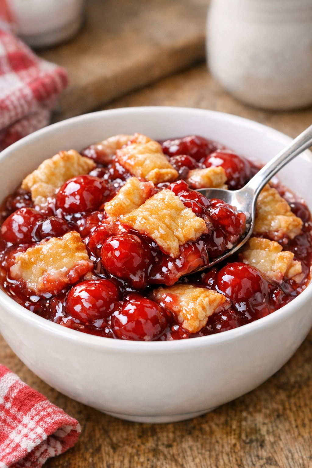 Cherry version of the slow cooker pie crust dessert