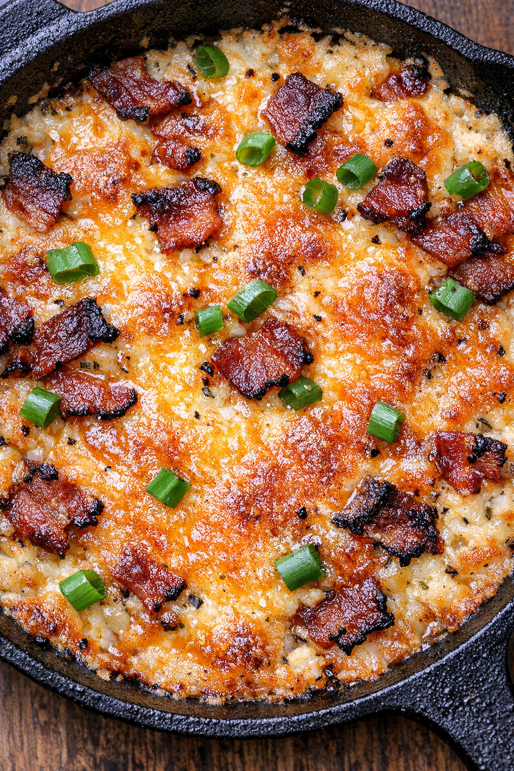 Bubbly loaded potato dip fresh from the oven