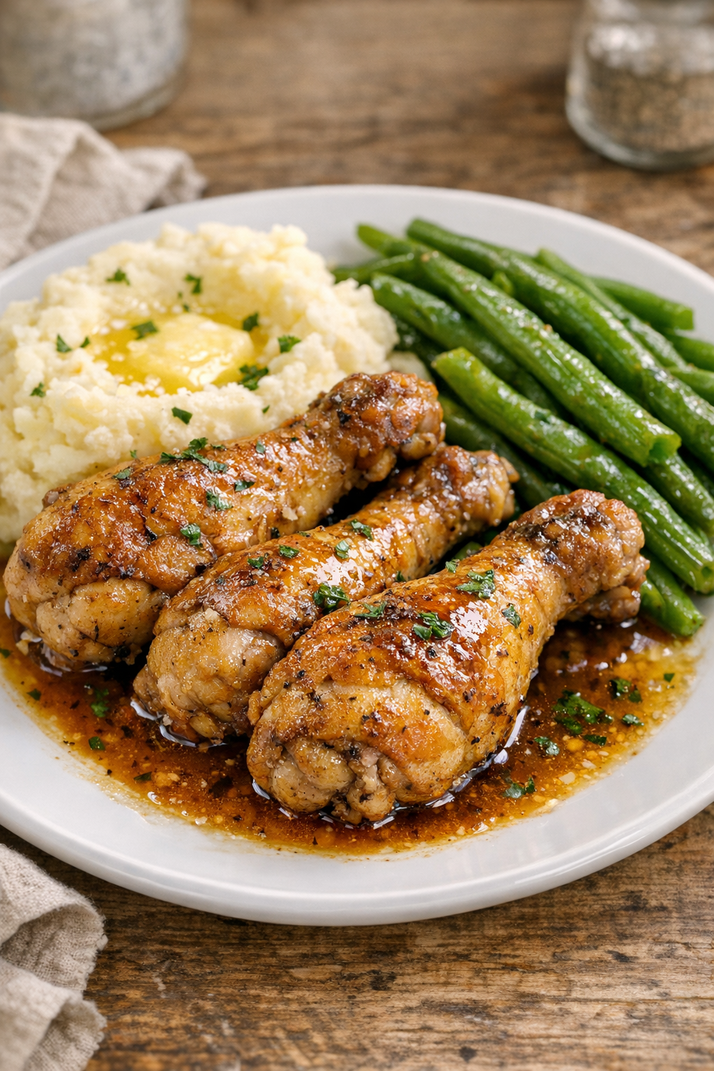 Finished slow cooker chicken plated for dinner