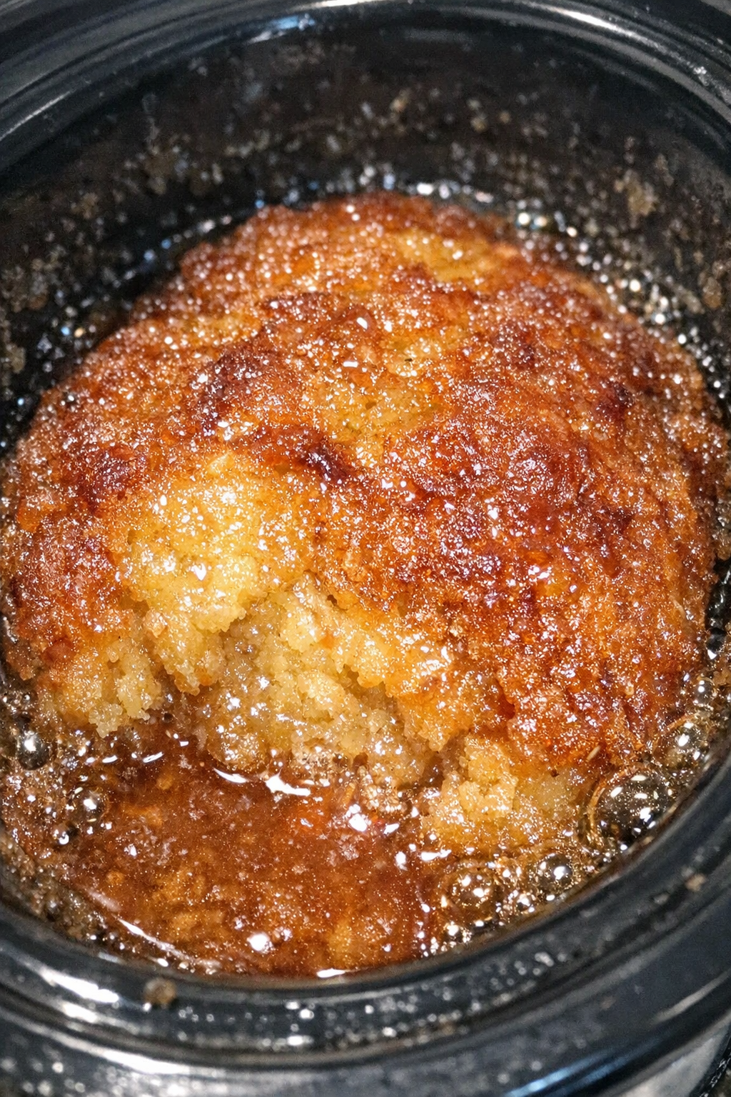 Finished slow cooker caramel dessert