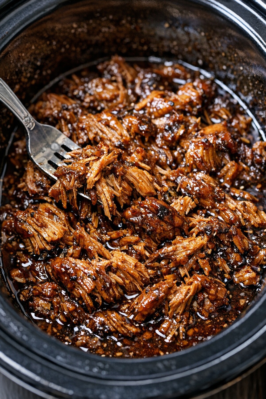 Slow cooker shredded glazed protein