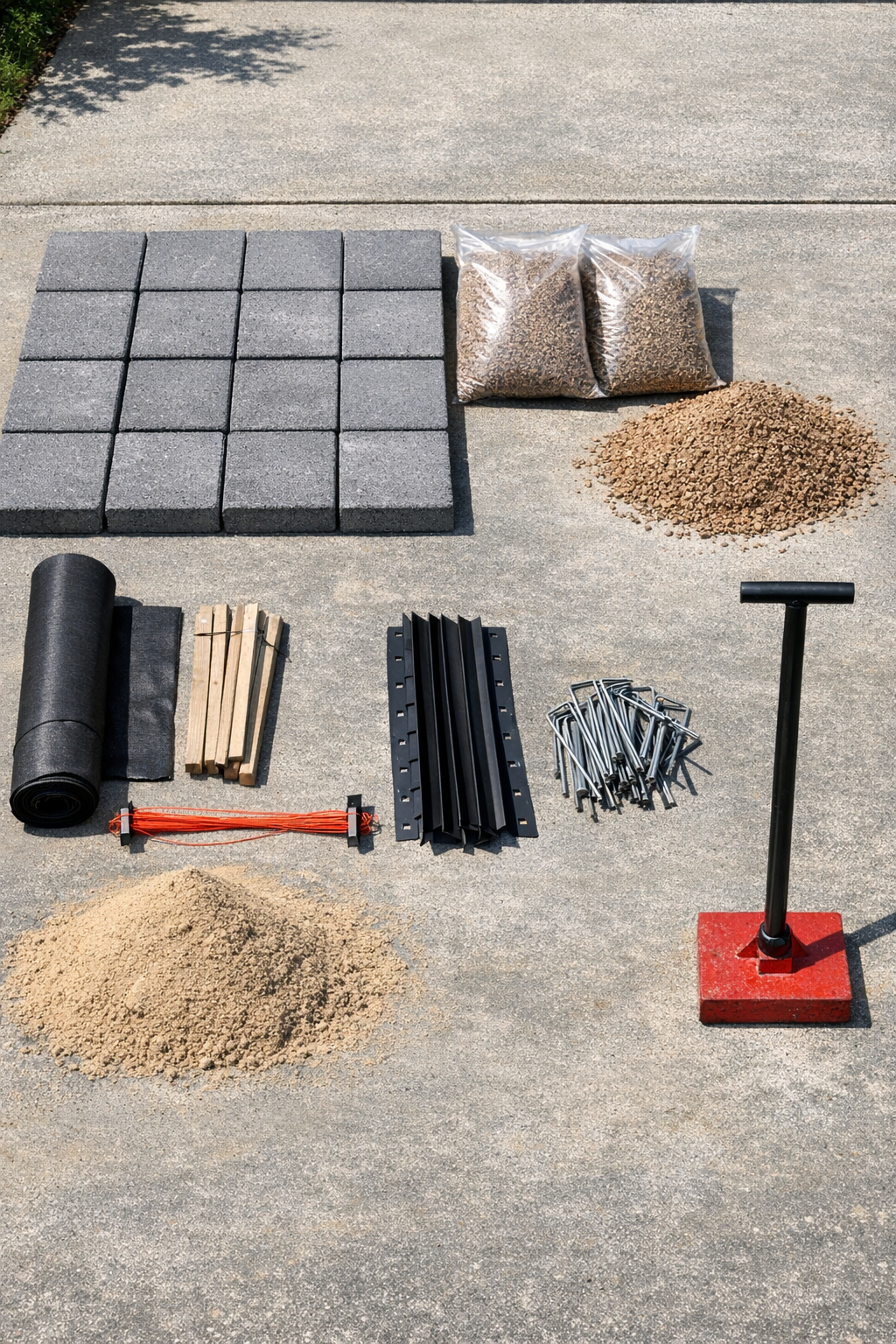 Materials for building a floating paver pathway