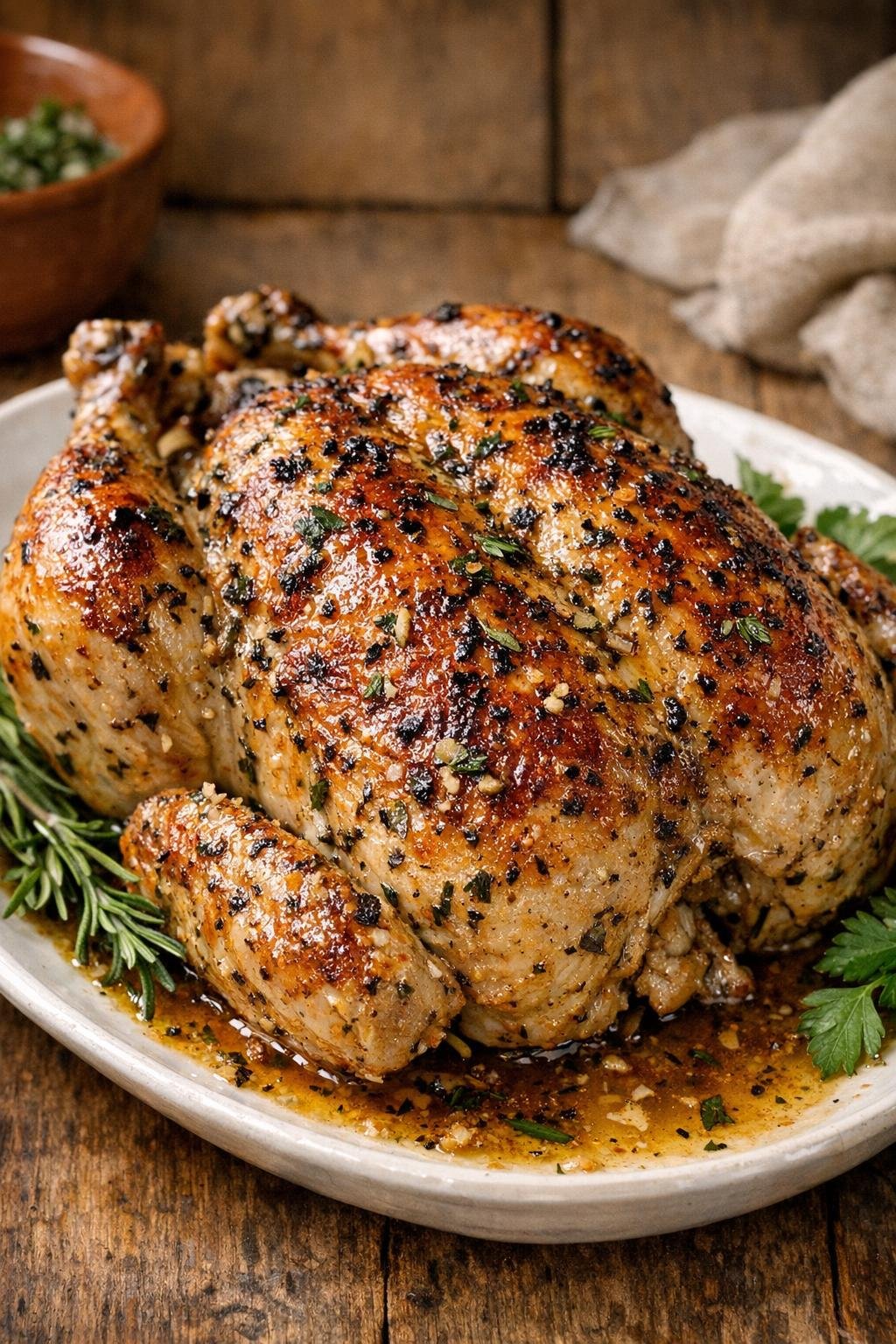 Gegrilde kip met kruiden en een knapperig, goudbruin velletje