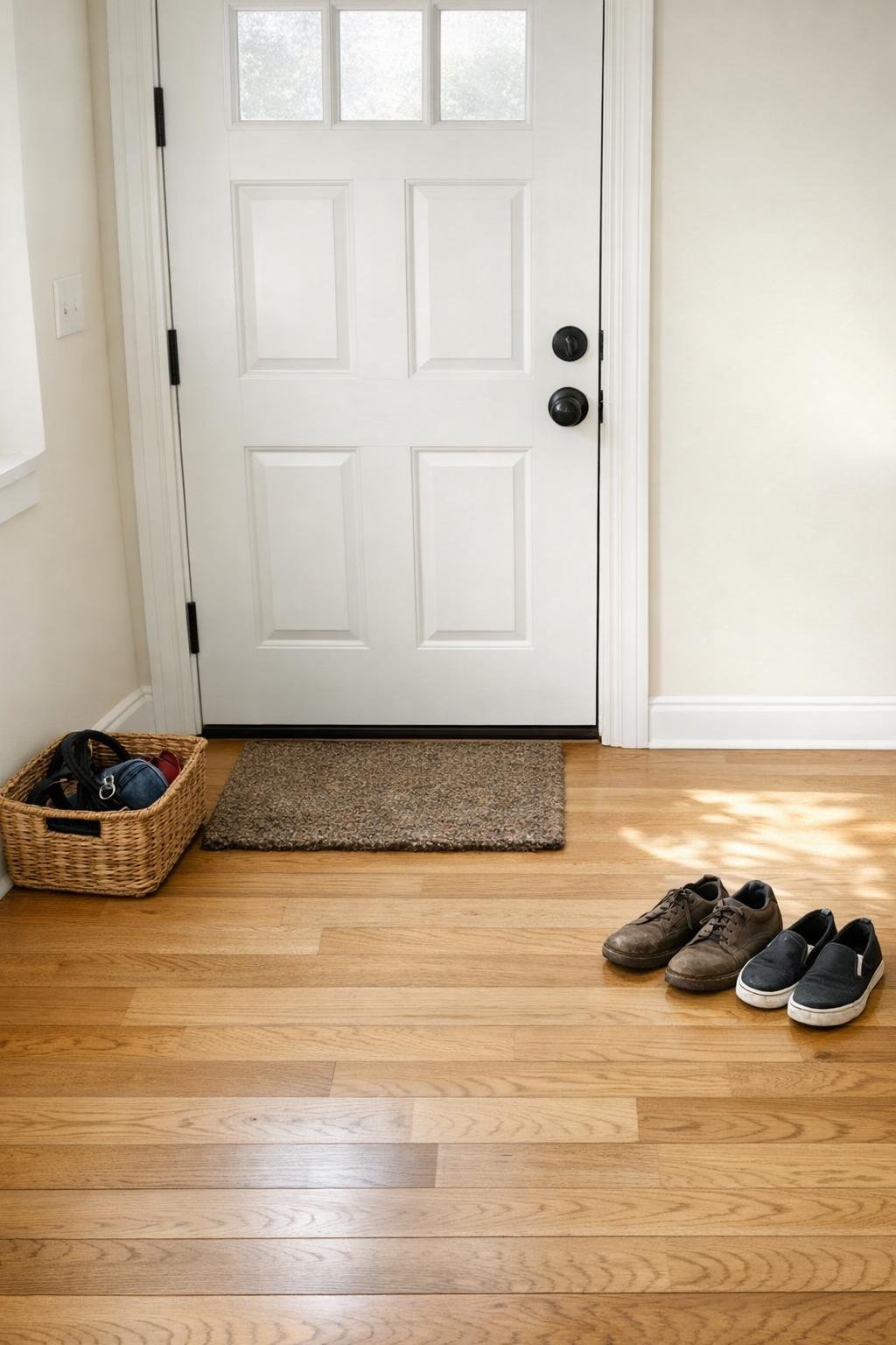 Front entryway with a dog mat by the door