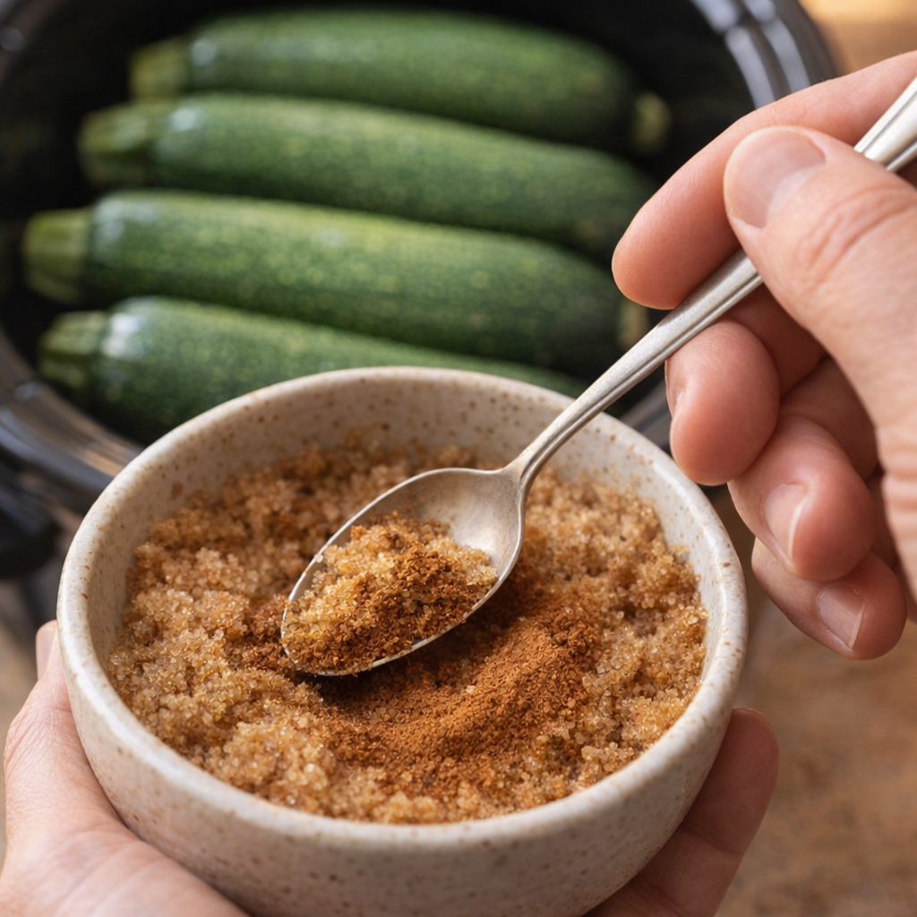 Cinnamon sugar being mixed in a small bowl