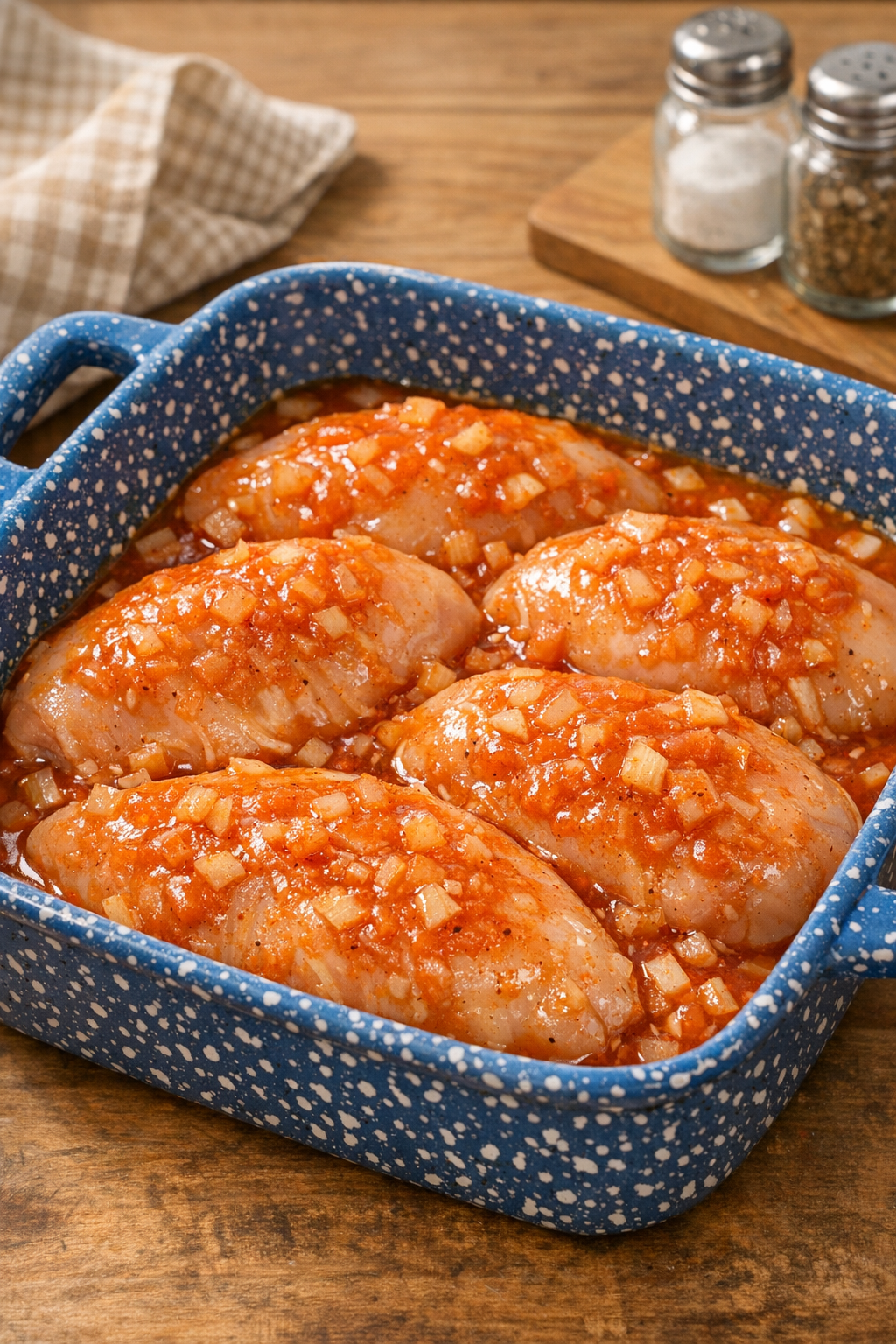 Chicken coated with dressing mixture