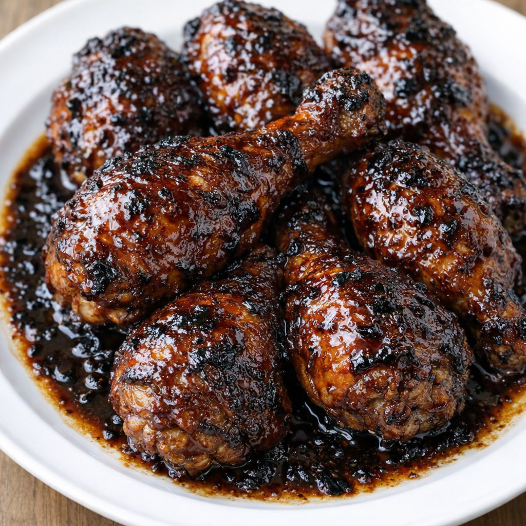Guinness chicken made with drumsticks in rich dark sauce