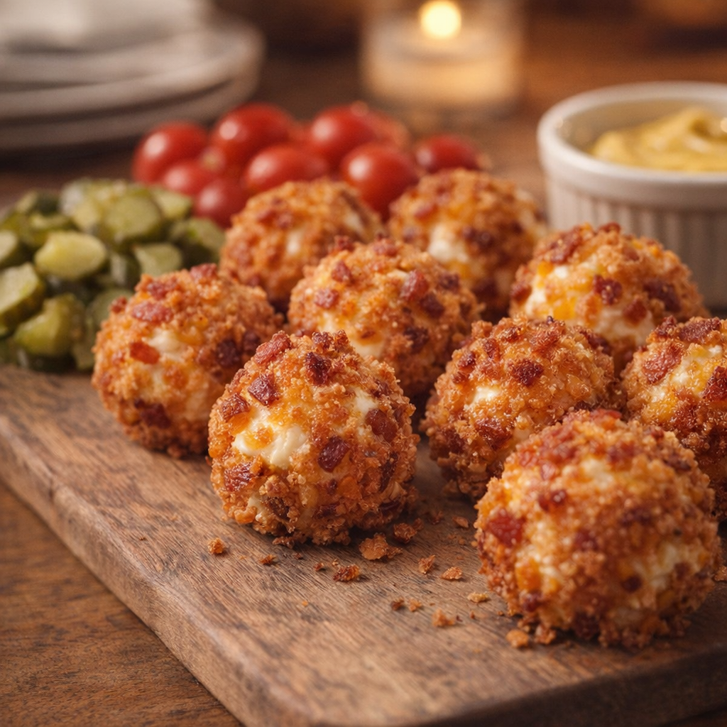 Finished mini cheese balls served as a party appetizer