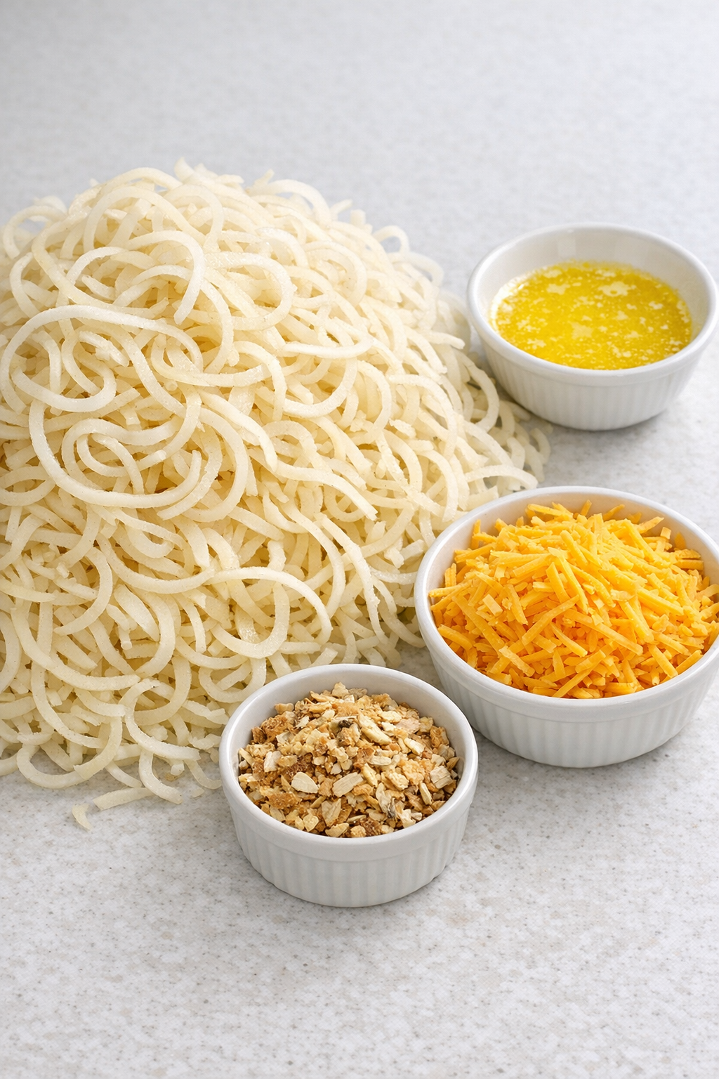 Measured ingredients for slow cooker potato spirals