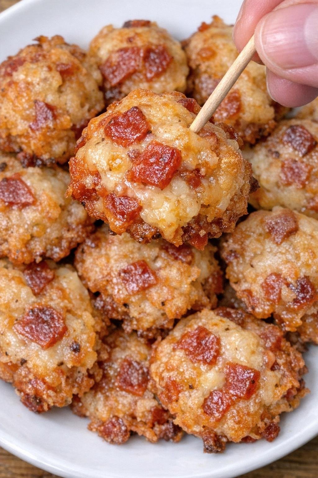 Pepperoni bronson bites on a white plate