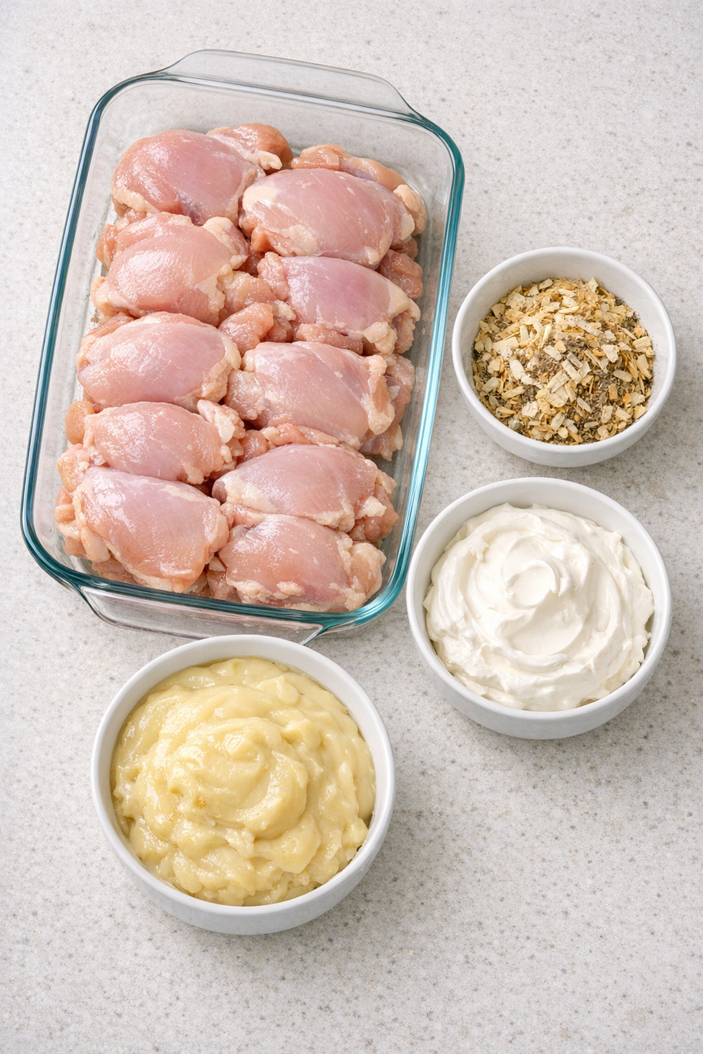 Main ingredients for potluck chicken