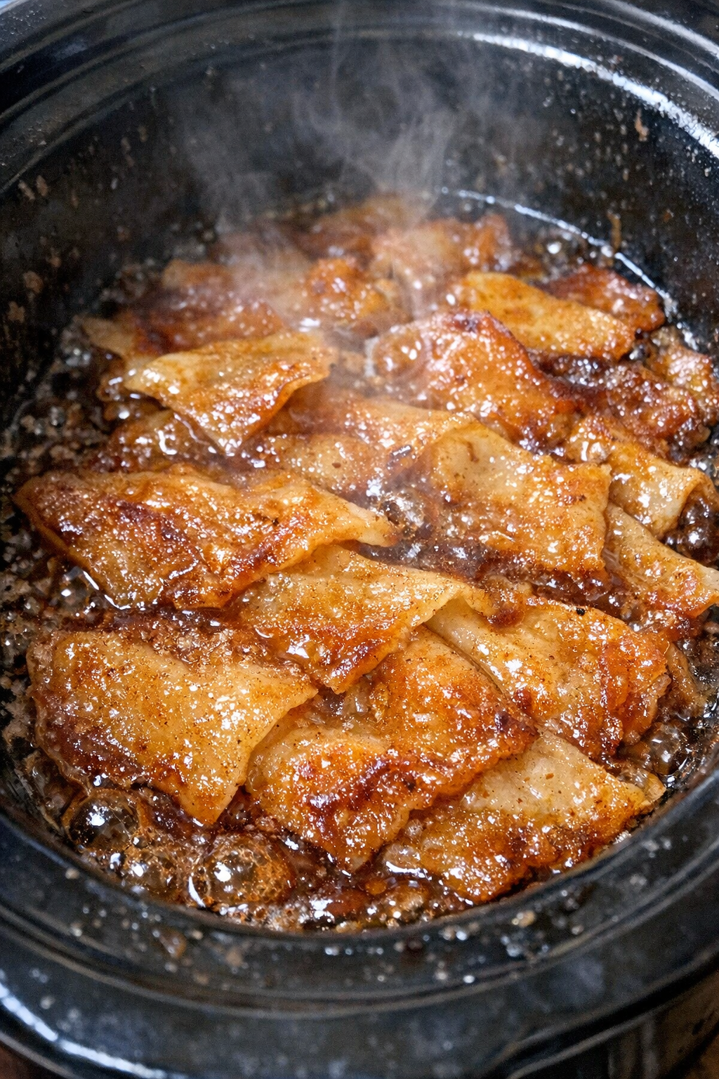 Finished slow cooker Amish dog days bake