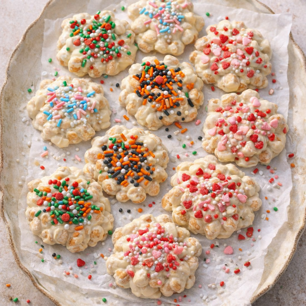 Variation platter of peanut clusters with different sprinkle colors
