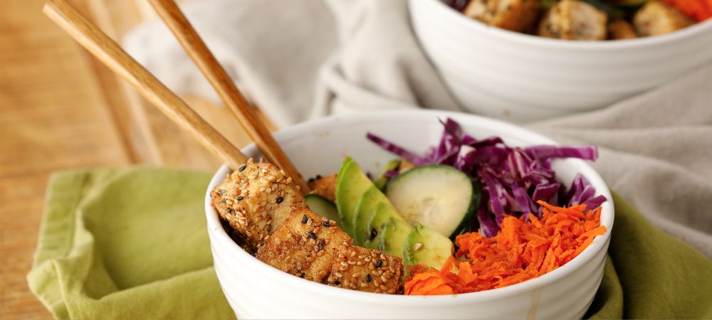 Jasmine Rice And Sesame Tofu Vegetarian Buddha Bowl Recipe and Video