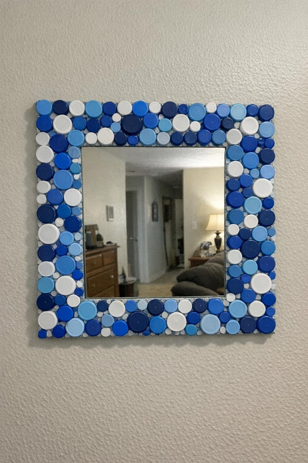 Bottle cap mosaic mirror frame