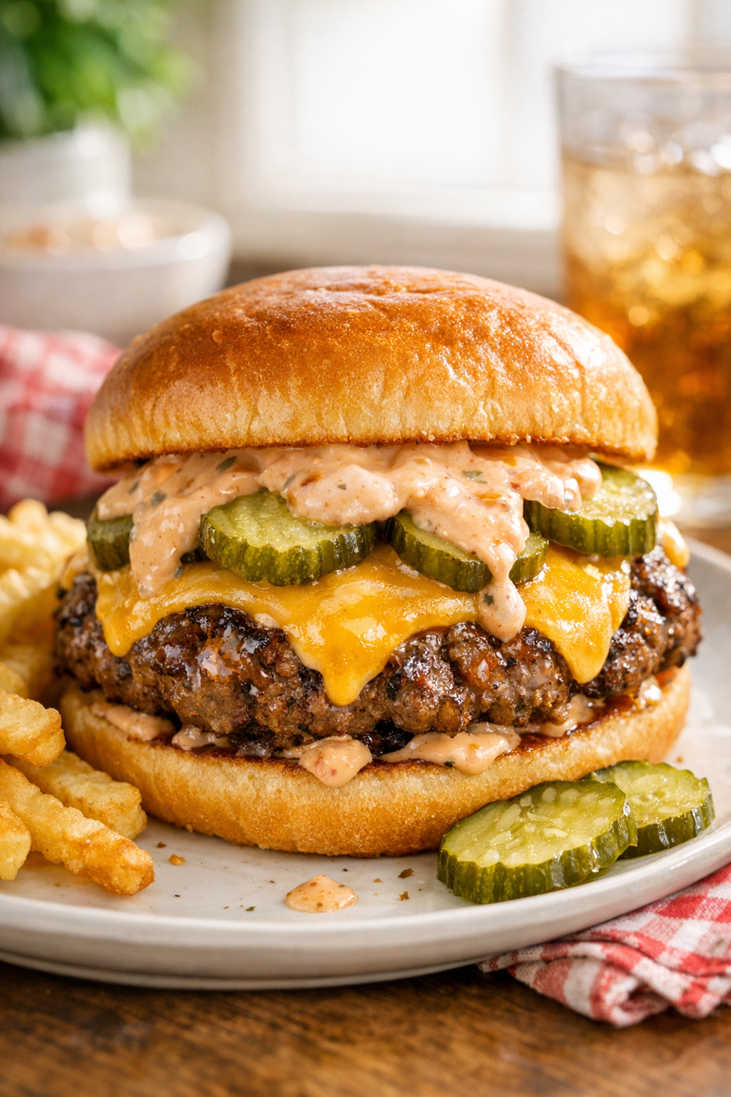 Secret sauce burger topped with melted cheese