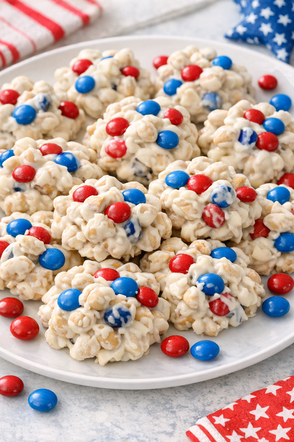 Finished patriotic chocolate candy on a serving platter