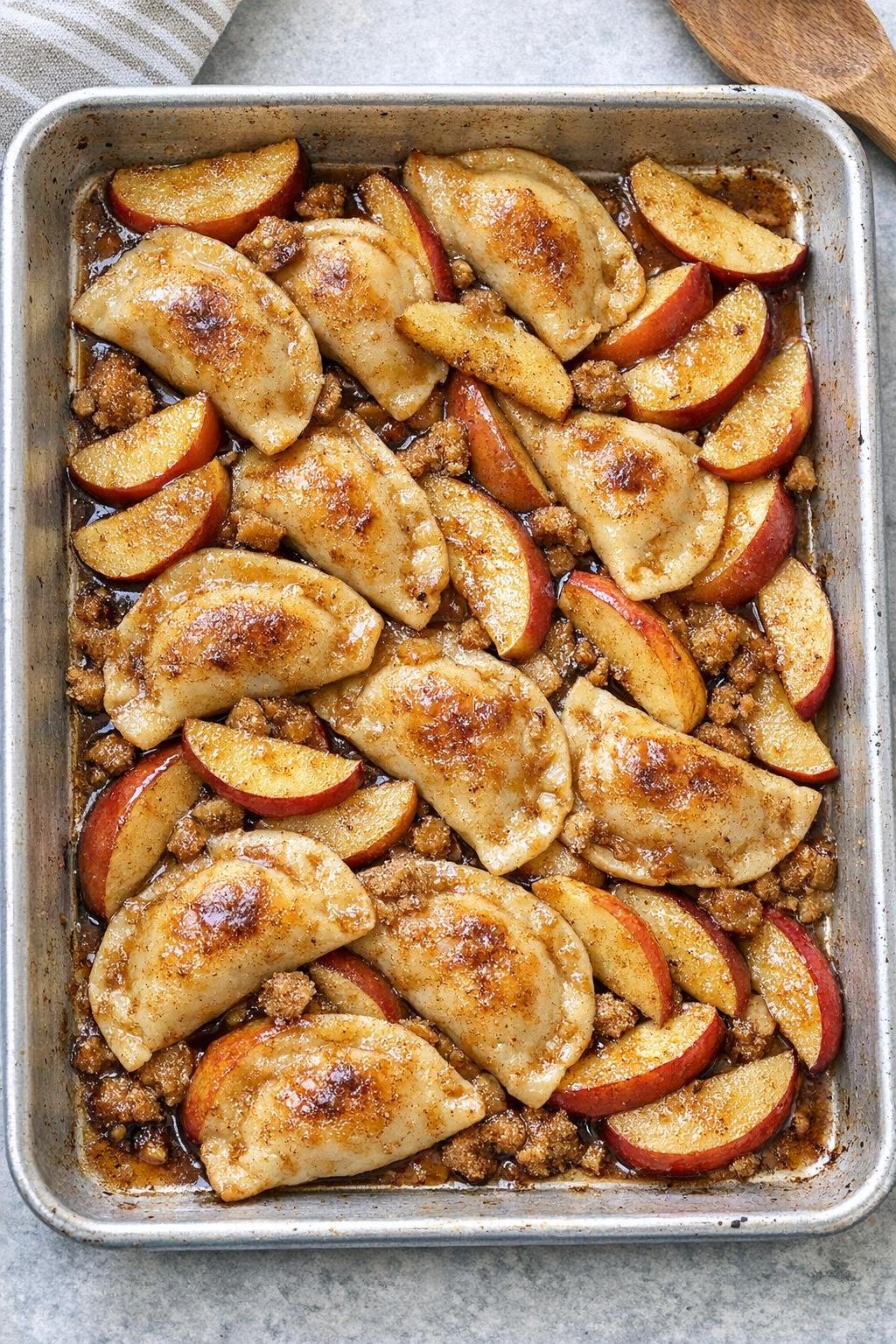 Finished apple cinnamon baked pierogi dessert