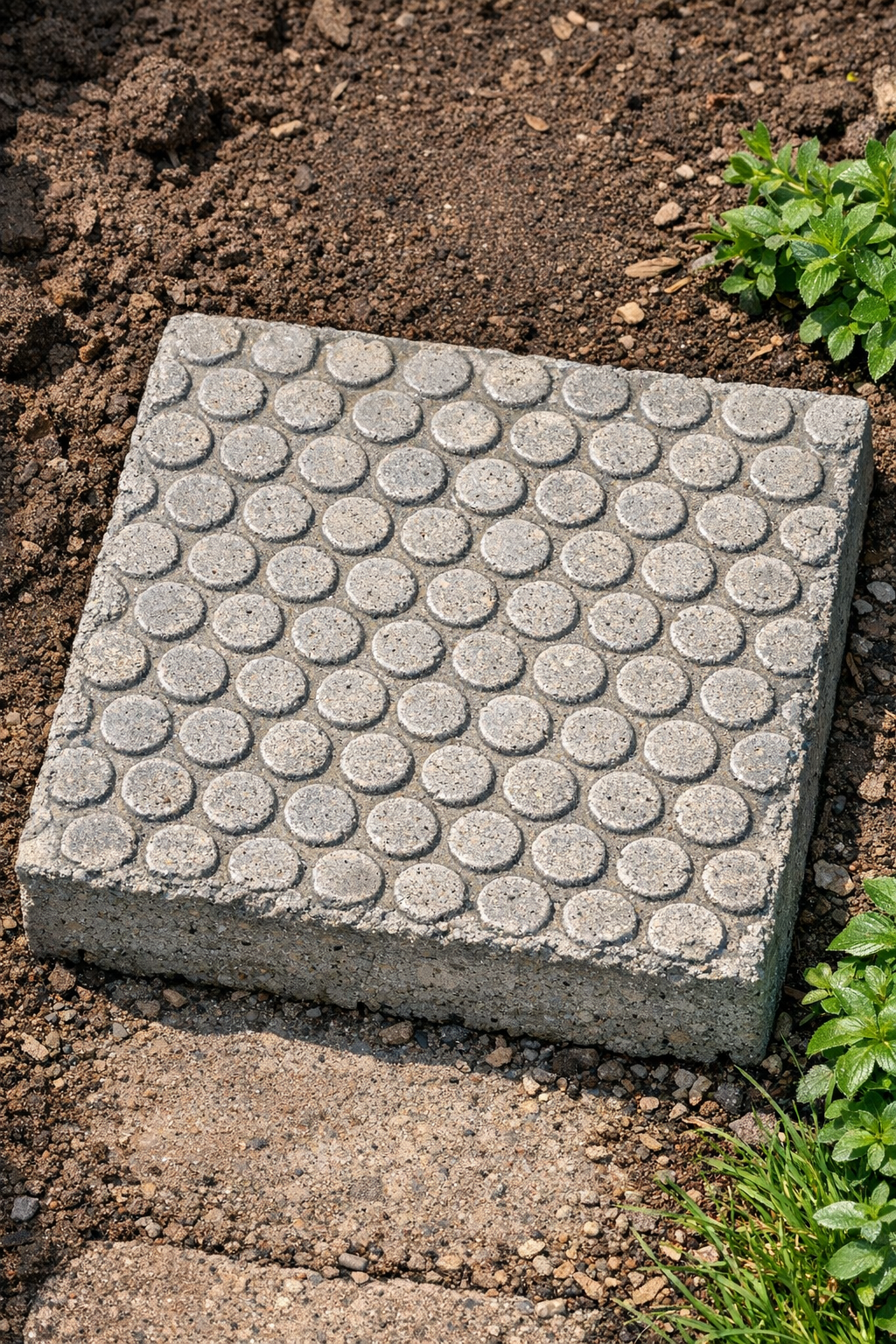 Finished honeycomb-textured concrete yard slab