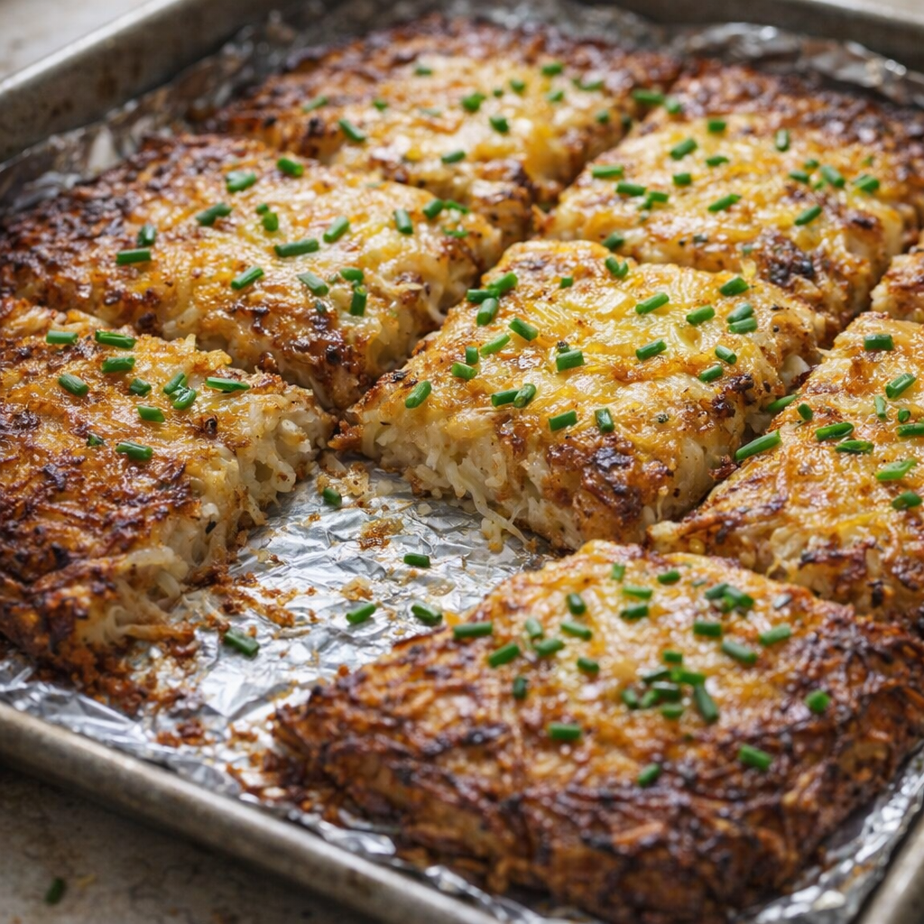 Potato pancake variation topped with herbs and melted cheese