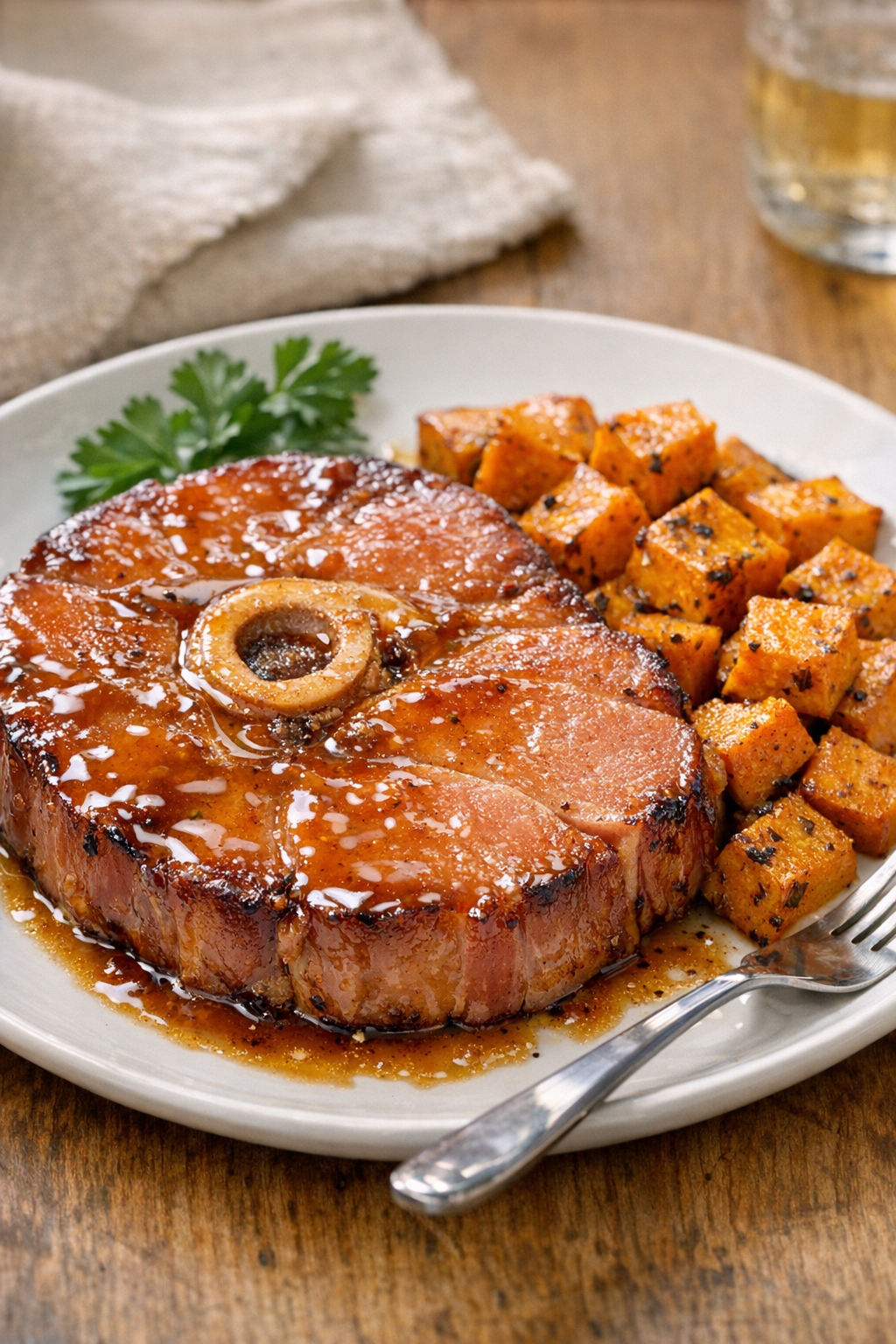 Ham steaks with maple-style glaze