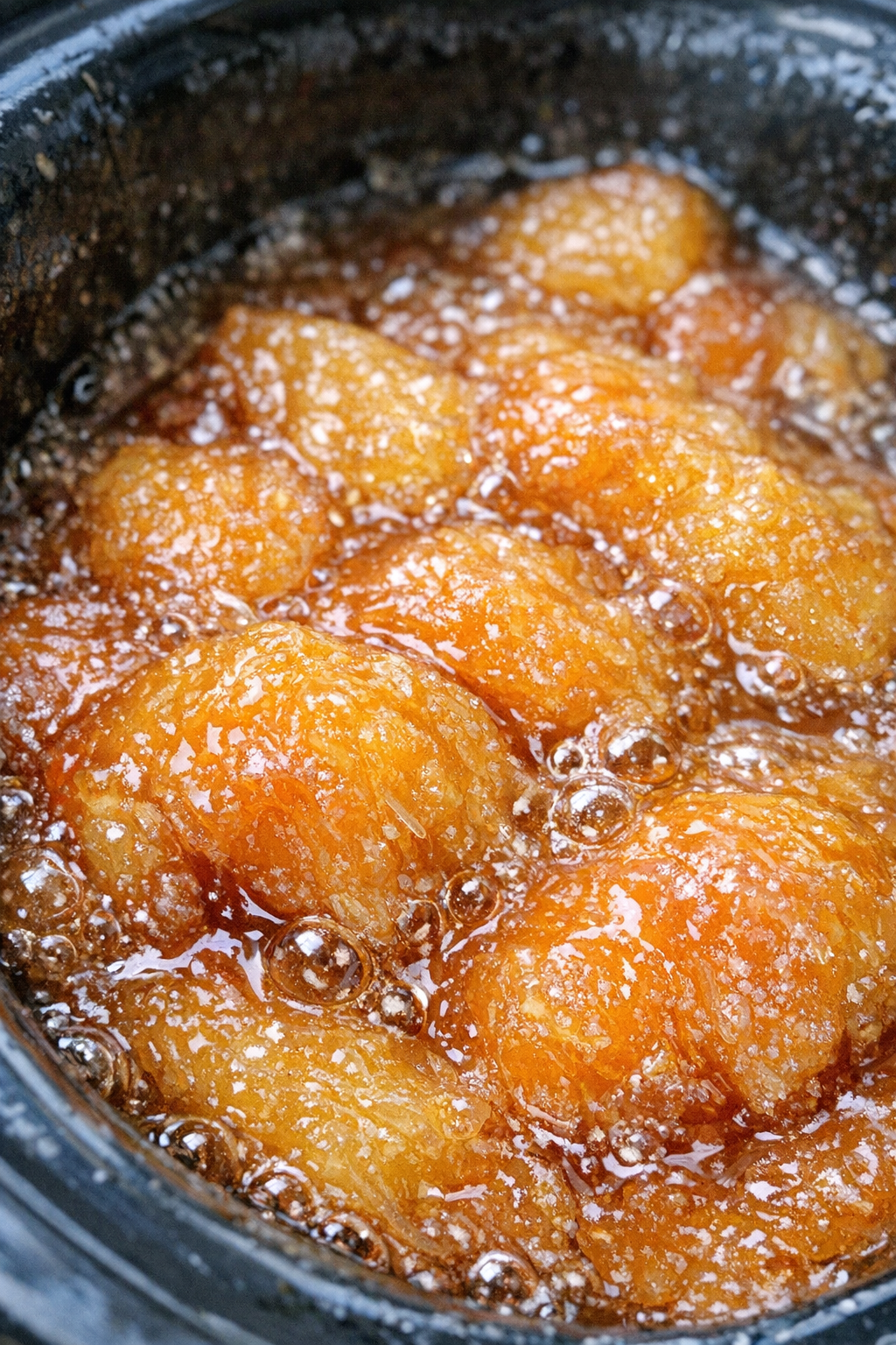 Glistening golden-orange slow cooker dessert