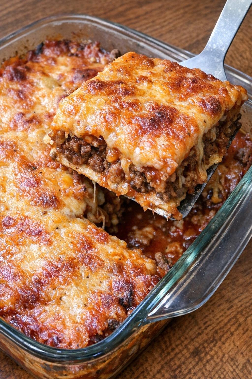 Close-up of the baked casserole