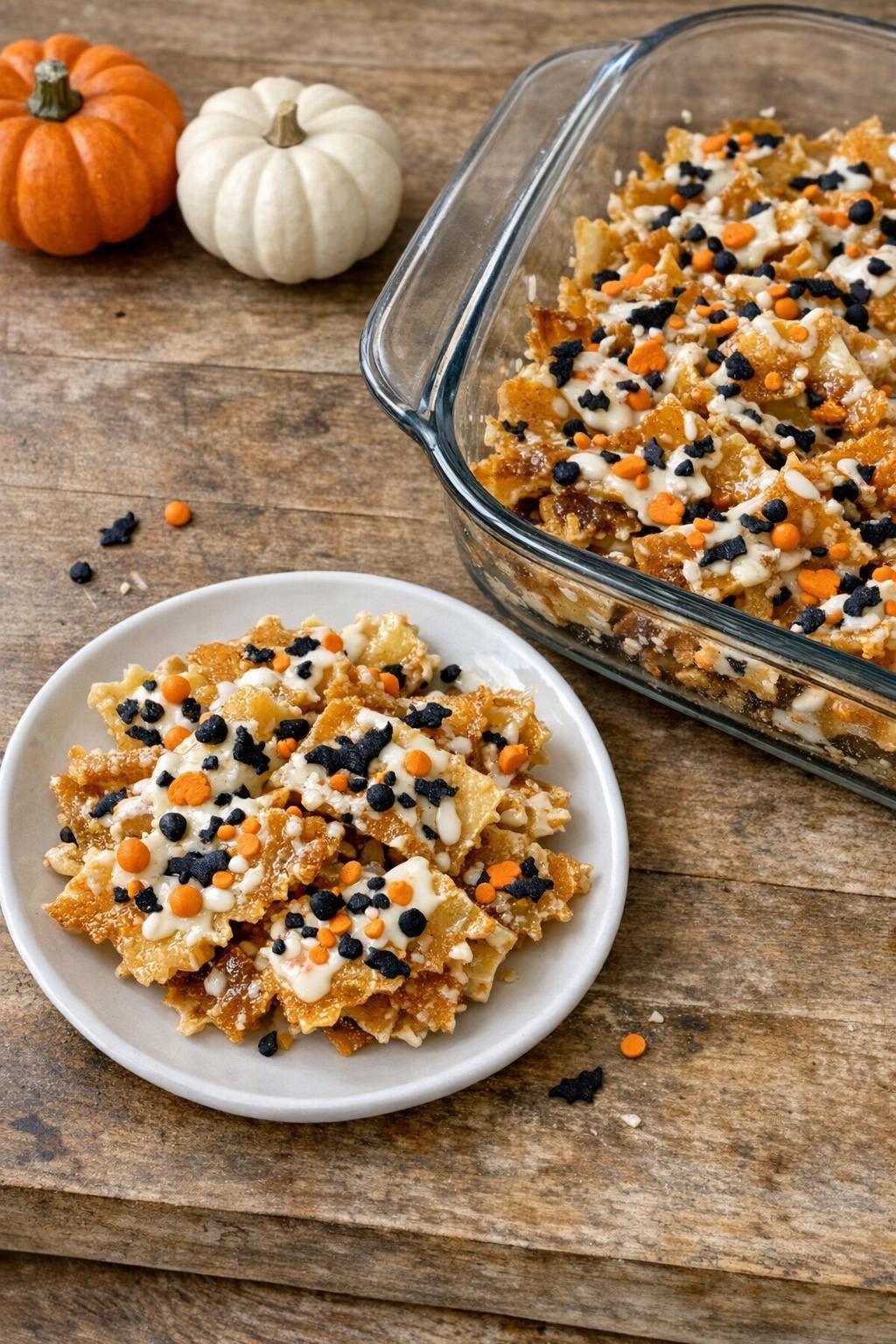 Finished baked Halloween lasagna noodle candy dessert