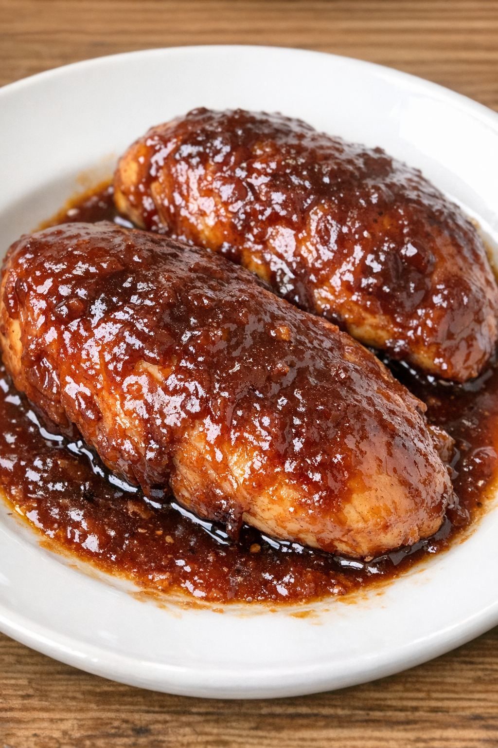 Slow cooker sweet ketchup chicken with glossy glaze