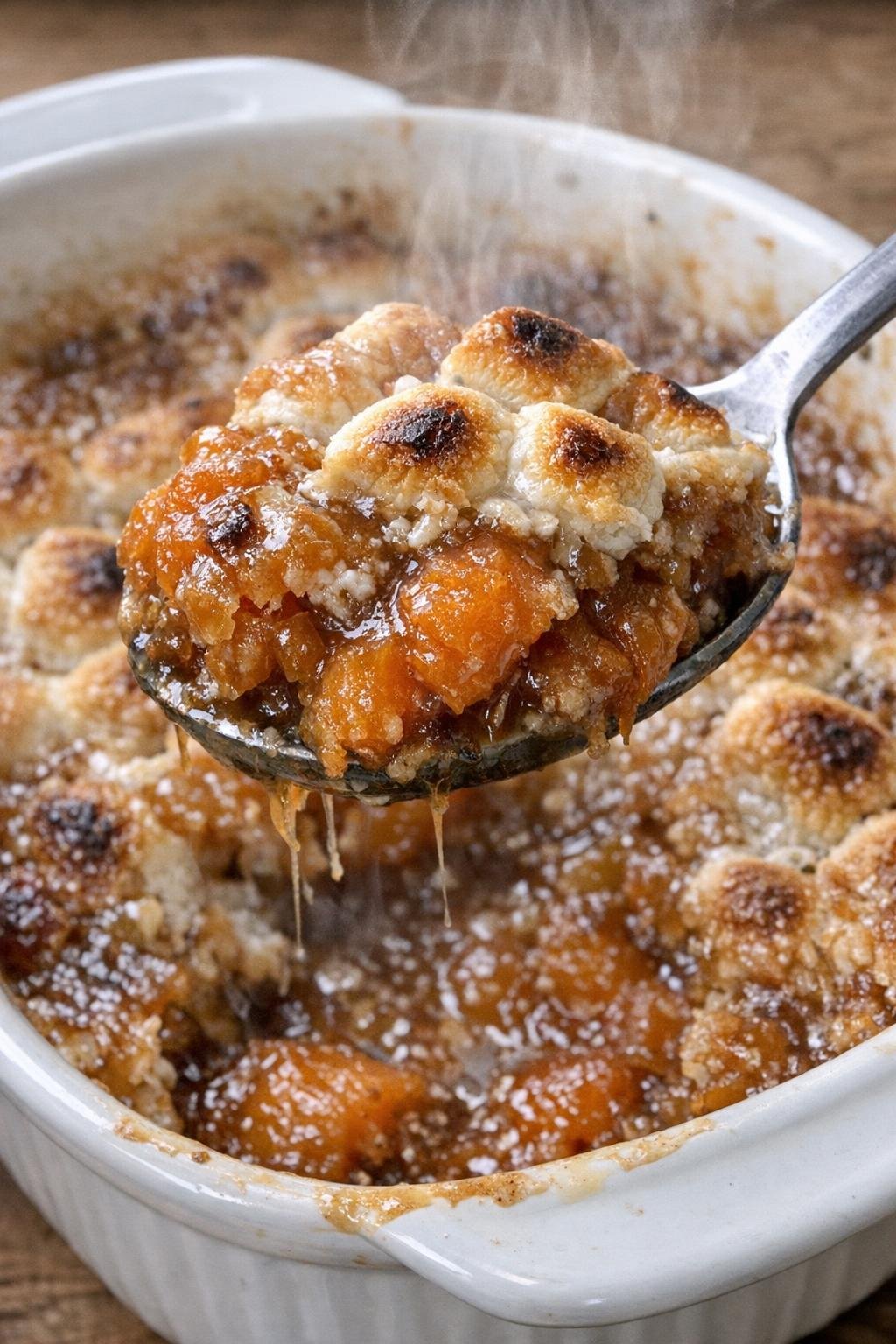 4-ingredient yam Woodrow casserole in a baking dish