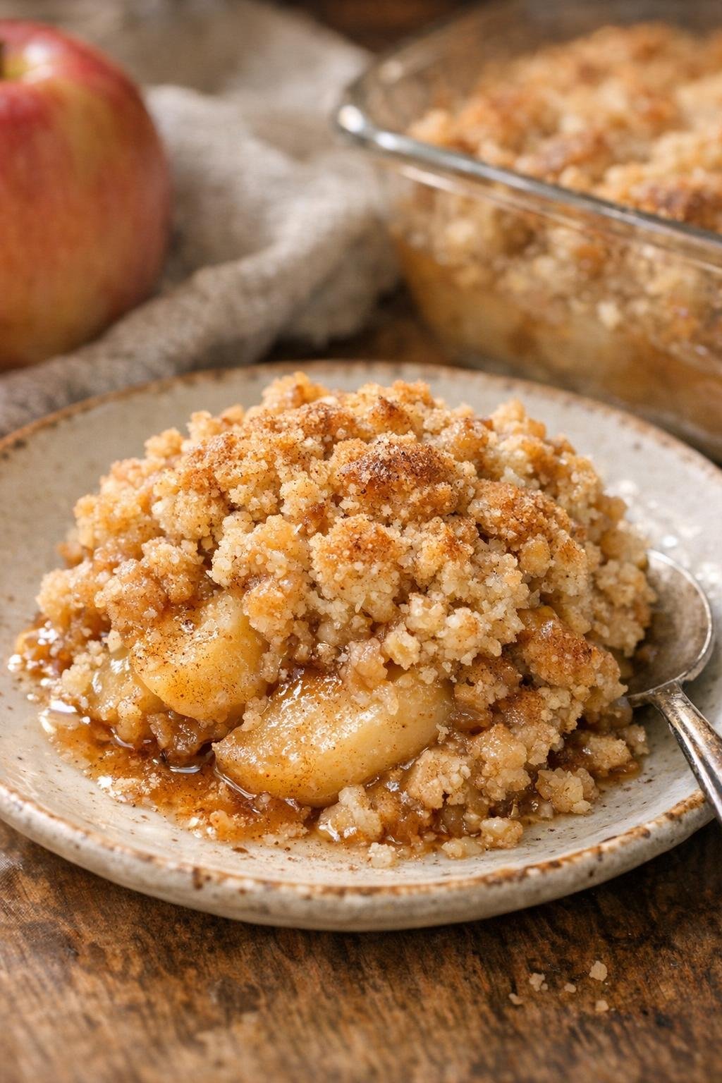 Baked apple rutledge with cinnamon dusted over the top