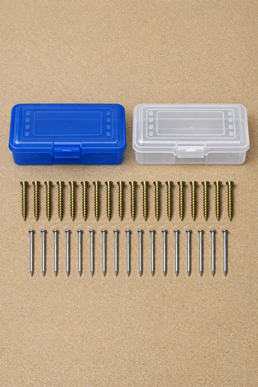 Materials for making plastic wall anchors laid out on a workbench