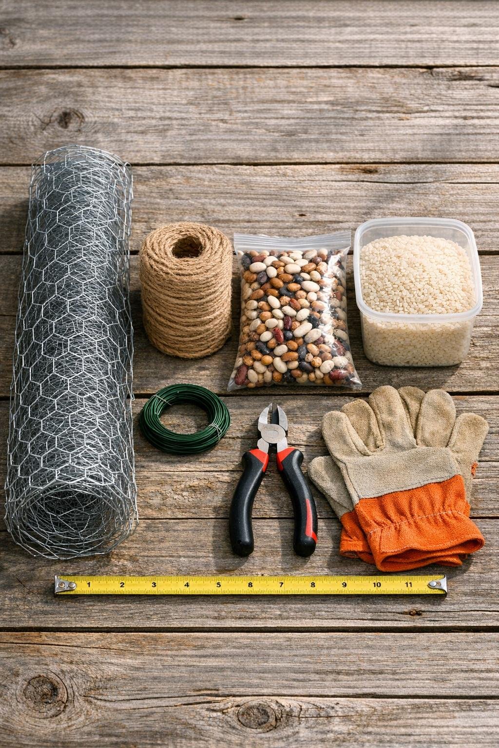 Materials for rustic fall porch spheres laid out together