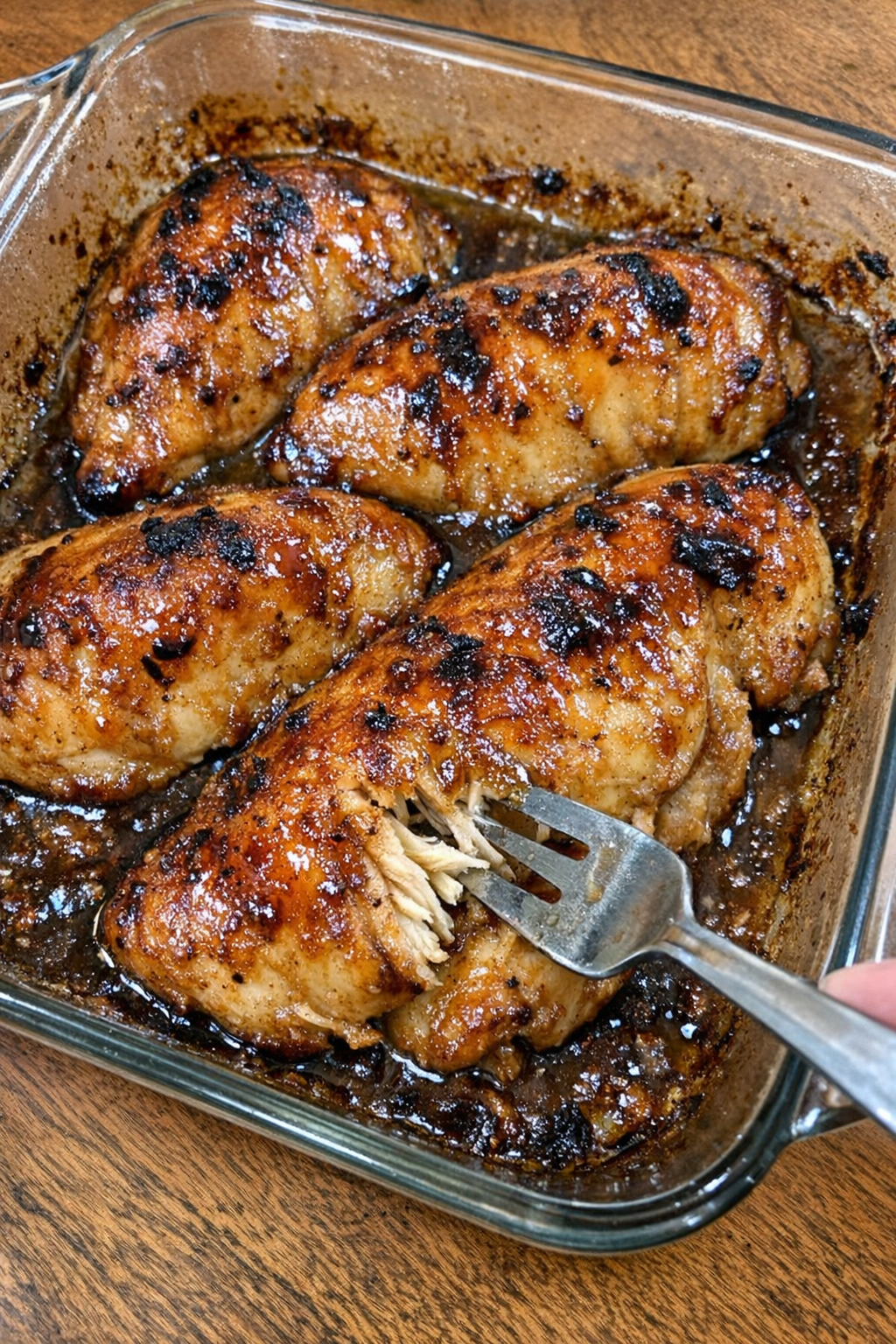 Caramelized chicken breasts with glossy coating