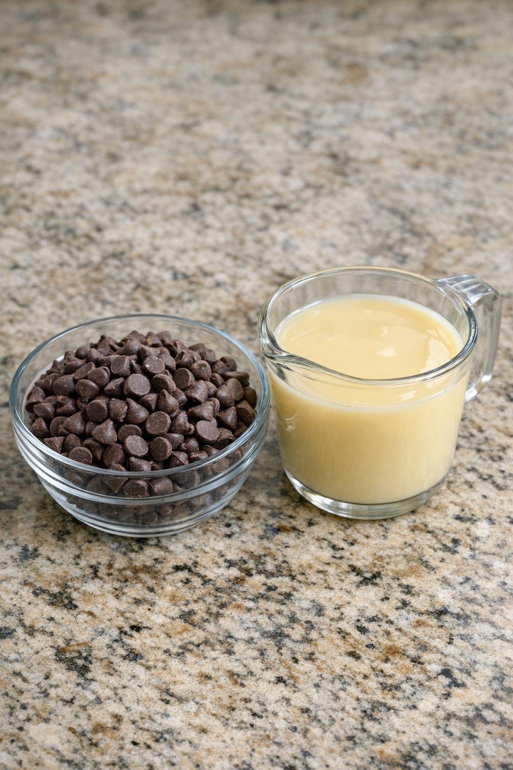 Chocolate chips and condensed milk