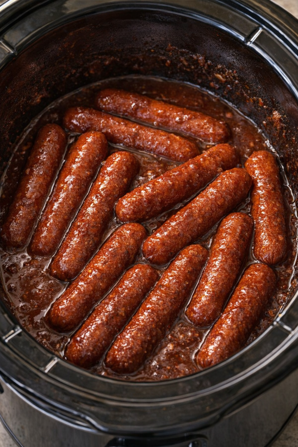 Lassú tűzhelyen készült marhahúsos hot dogok gazdag szószban